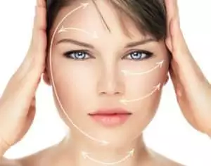 Lady face with face lifting procedure